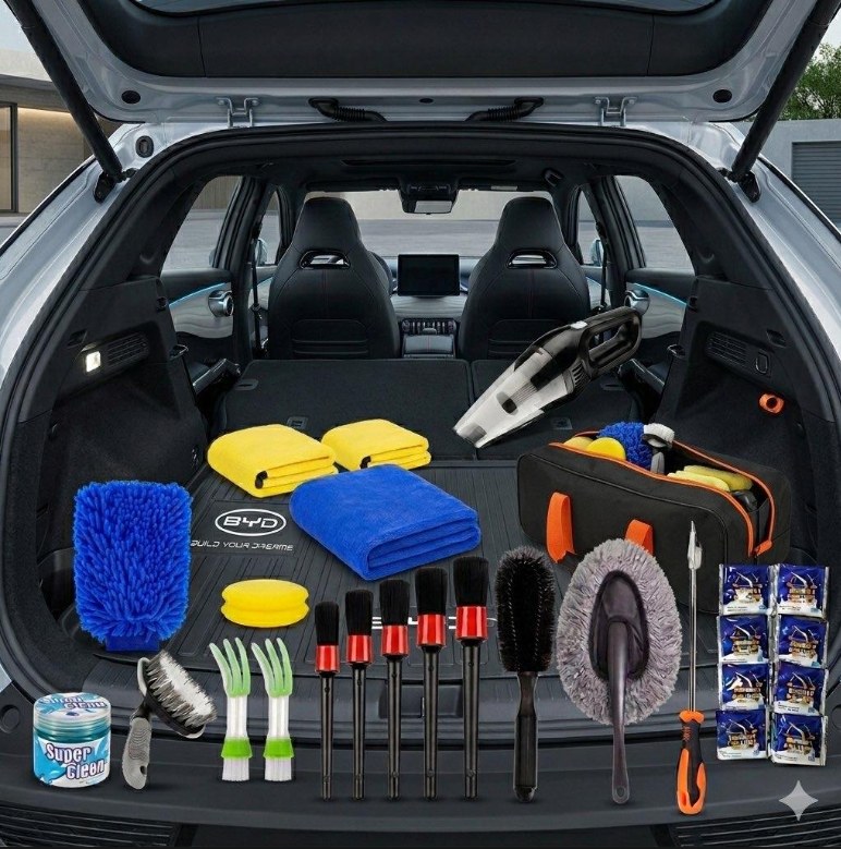 Pack Clean — Kit d'entretien 25 pièces : aspirateur portable, microfibres et brosses détailing, XPERIENCE VISION